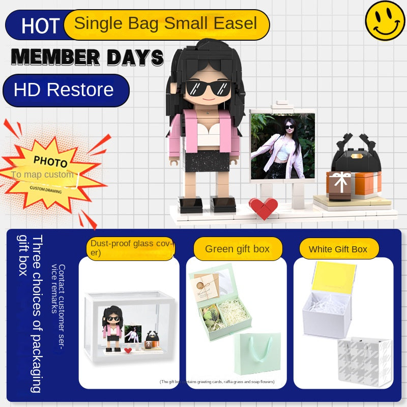 フォトブロックフィギュア DIY組み立てフィギュア カップル バレンタインデーギフト 誕生日