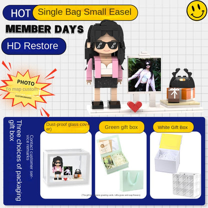 フォトブロックフィギュア DIY組み立てフィギュア カップル バレンタインデーギフト 誕生日