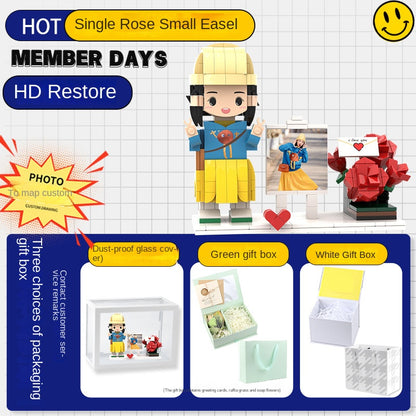 フォトブロックフィギュア DIY組み立てフィギュア カップル バレンタインデーギフト 誕生日