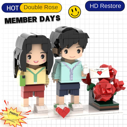 フォトブロックフィギュア DIY組み立てフィギュア カップル バレンタインデーギフト 誕生日
