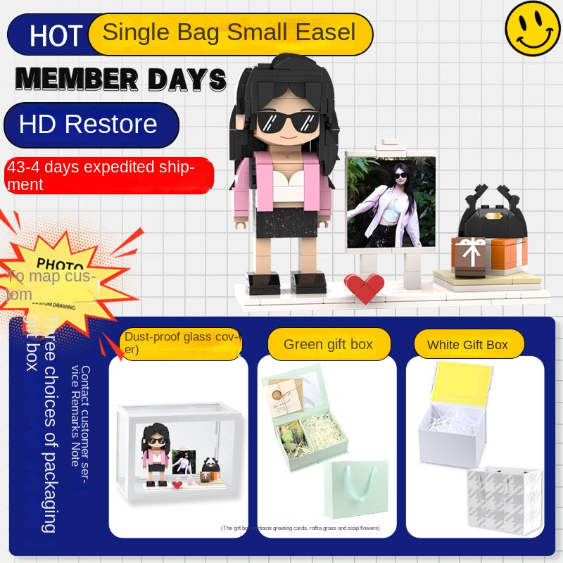 フォトブロックフィギュア DIY組み立てフィギュア カップル バレンタインデーギフト 誕生日