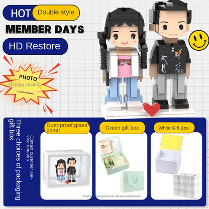 フォトブロックフィギュア DIY組み立てフィギュア カップル バレンタインデーギフト 誕生日