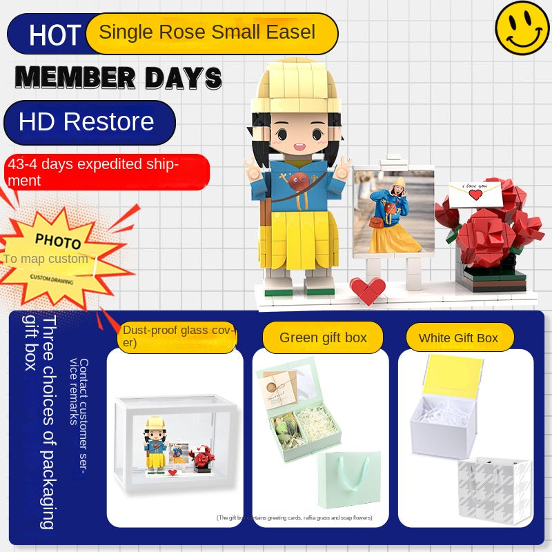 フォトブロックフィギュア DIY組み立てフィギュア カップル バレンタインデーギフト 誕生日