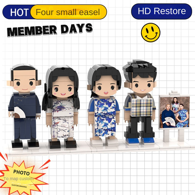 フォトブロックフィギュア DIY組み立てフィギュア カップル バレンタインデーギフト 誕生日