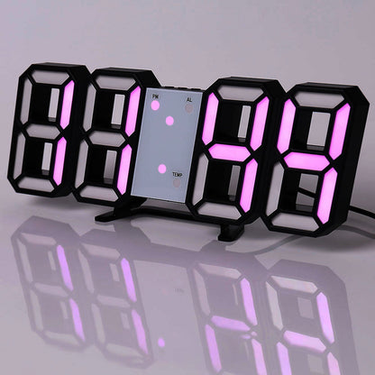 3D LEDデジタル目覚まし時計、カラフルなディスプレイ、12/24時間表示、オフィス、リビングルーム、寝室、キッチンに最適
