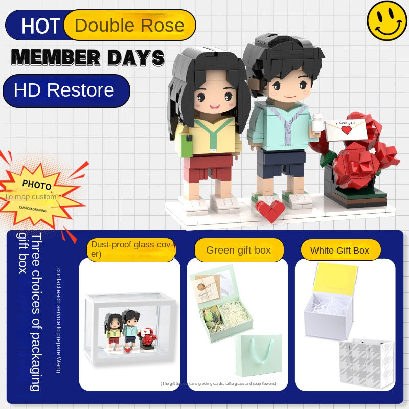 フォトブロックフィギュア DIY組み立てフィギュア カップル バレンタインデーギフト 誕生日
