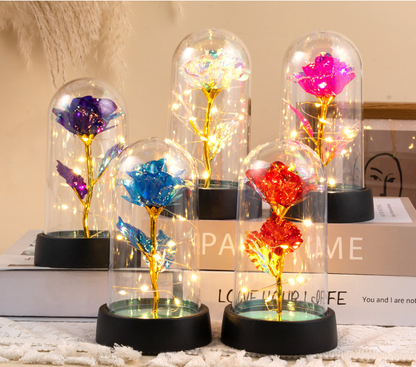 永遠のバラガラスランプシェード バレンタインデーギフト クリエイティブなストリートベンダーギフト 卸売金箔フラワーブーケ