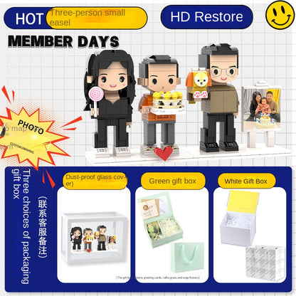 フォトブロックフィギュア DIY組み立てフィギュア カップル バレンタインデーギフト 誕生日