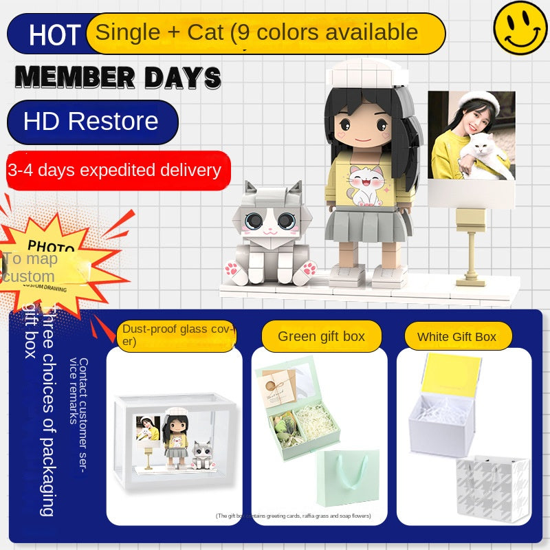 フォトブロックフィギュア DIY組み立てフィギュア カップル バレンタインデーギフト 誕生日