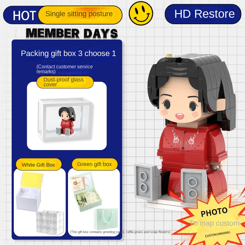 フォトブロックフィギュア DIY組み立てフィギュア カップル バレンタインデーギフト 誕生日