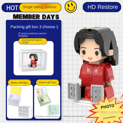 フォトブロックフィギュア DIY組み立てフィギュア カップル バレンタインデーギフト 誕生日