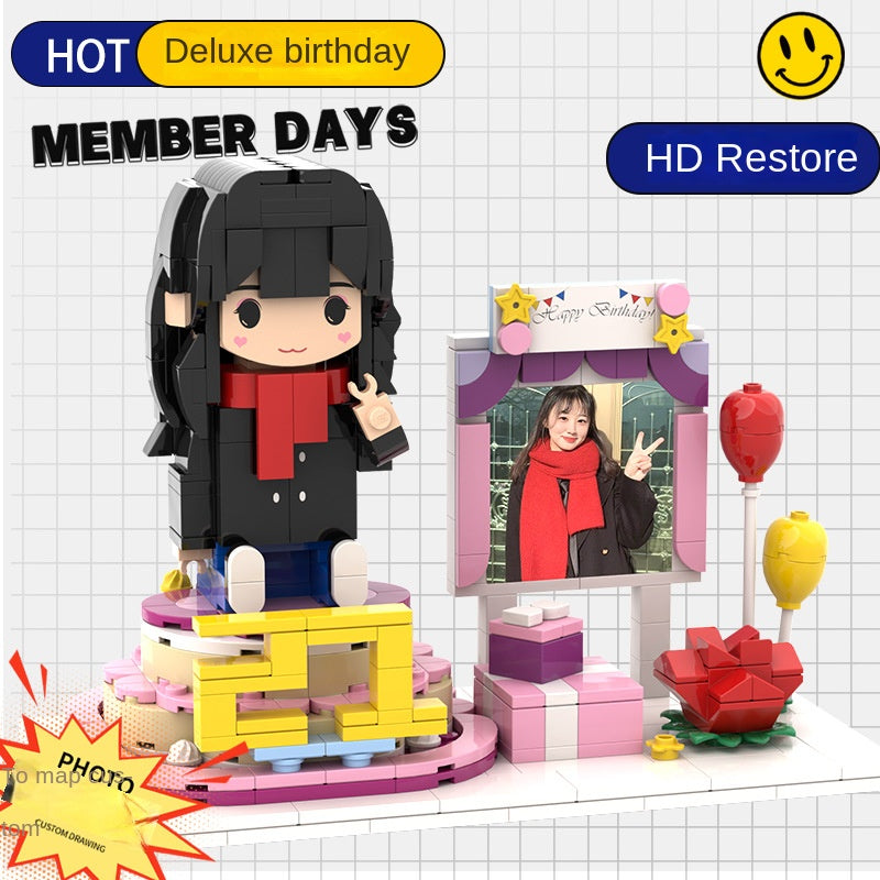 フォトブロックフィギュア DIY組み立てフィギュア カップル バレンタインデーギフト 誕生日