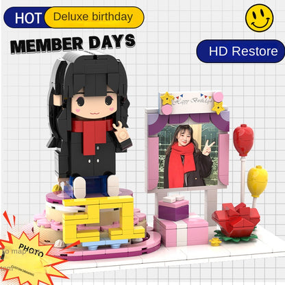 フォトブロックフィギュア DIY組み立てフィギュア カップル バレンタインデーギフト 誕生日