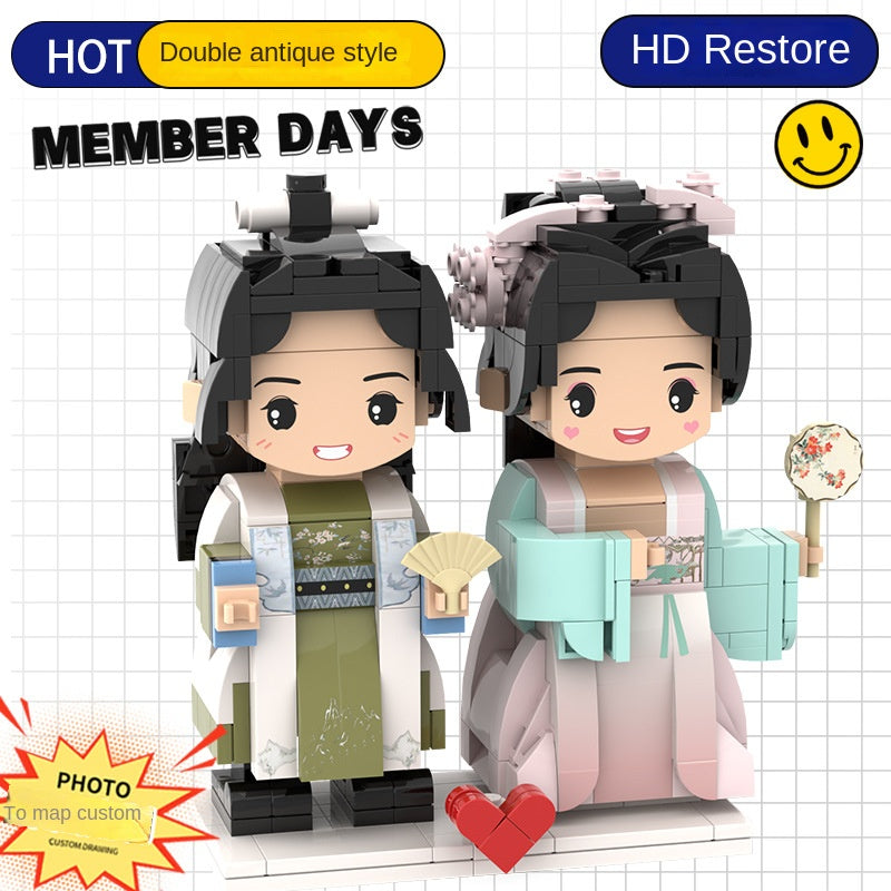 フォトブロックフィギュア DIY組み立てフィギュア カップル バレンタインデーギフト 誕生日