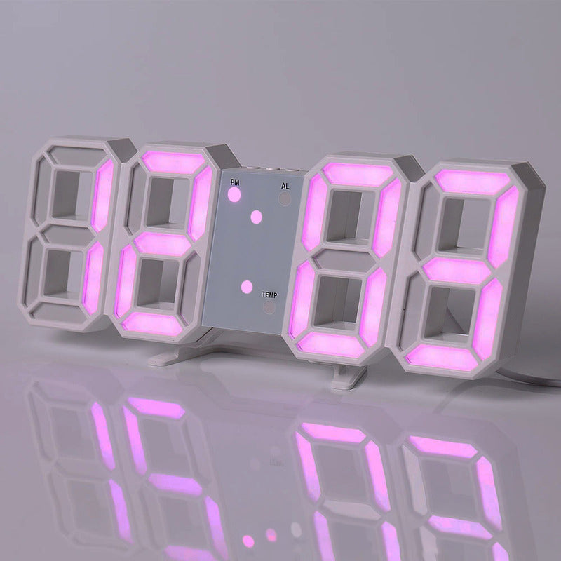 3D LEDデジタル目覚まし時計、カラフルなディスプレイ、12/24時間表示、オフィス、リビングルーム、寝室、キッチンに最適