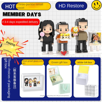 フォトブロックフィギュア DIY組み立てフィギュア カップル バレンタインデーギフト 誕生日