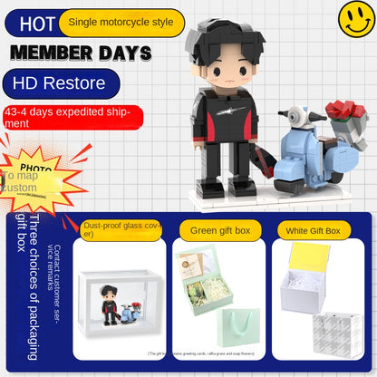 フォトブロックフィギュア DIY組み立てフィギュア カップル バレンタインデーギフト 誕生日
