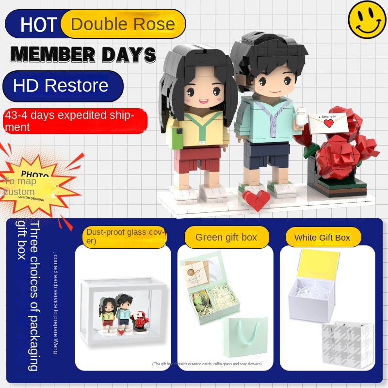 フォトブロックフィギュア DIY組み立てフィギュア カップル バレンタインデーギフト 誕生日