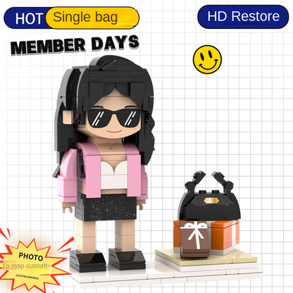 フォトブロックフィギュア DIY組み立てフィギュア カップル バレンタインデーギフト 誕生日