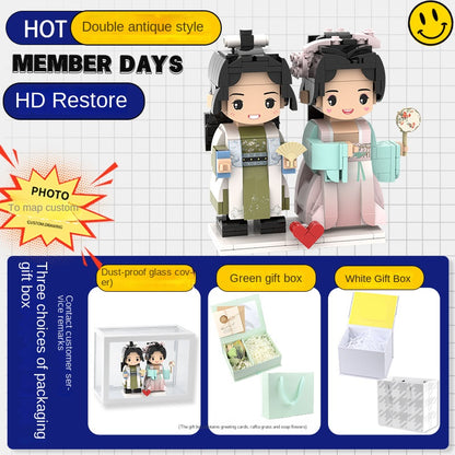フォトブロックフィギュア DIY組み立てフィギュア カップル バレンタインデーギフト 誕生日