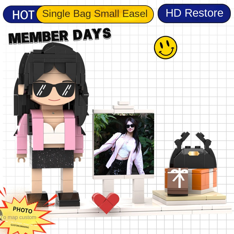 フォトブロックフィギュア DIY組み立てフィギュア カップル バレンタインデーギフト 誕生日