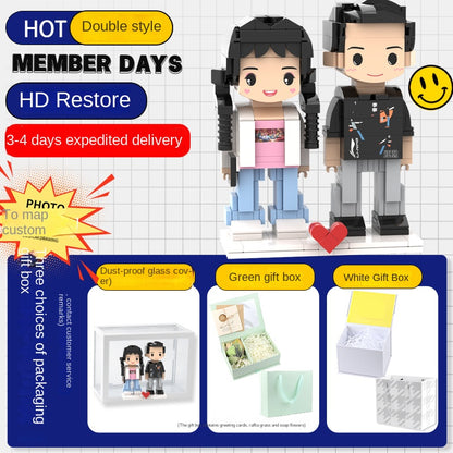 フォトブロックフィギュア DIY組み立てフィギュア カップル バレンタインデーギフト 誕生日