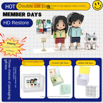 フォトブロックフィギュア DIY組み立てフィギュア カップル バレンタインデーギフト 誕生日