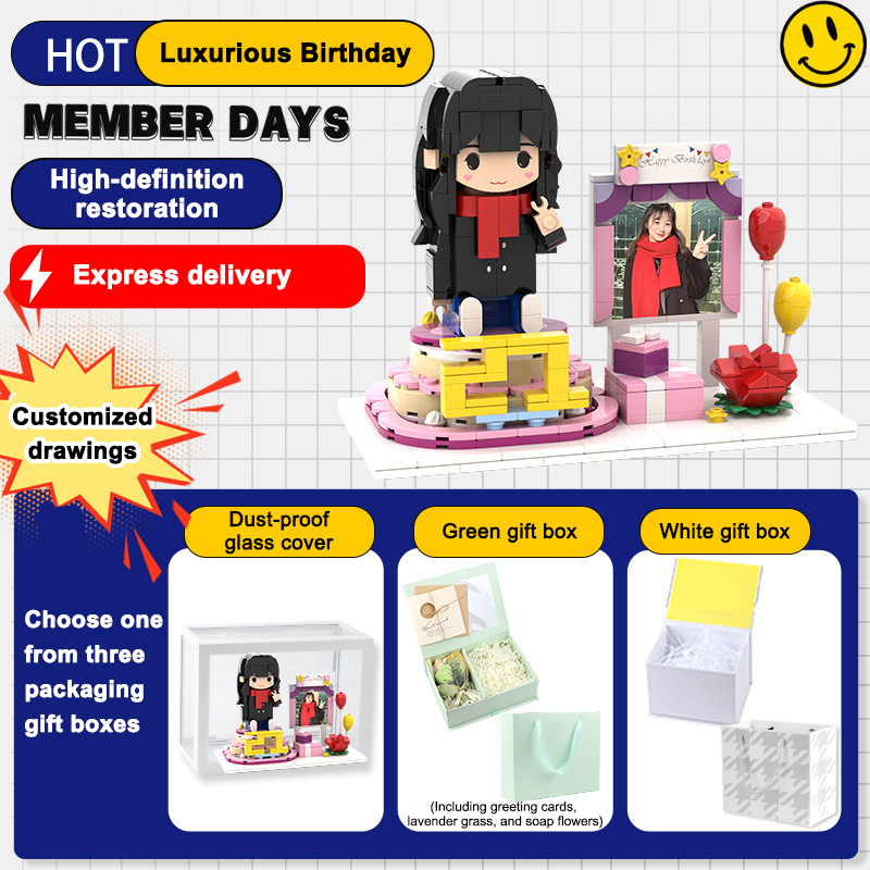 フォトブロックフィギュア DIY組み立てフィギュア カップル バレンタインデーギフト 誕生日
