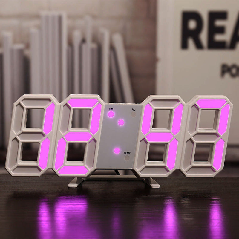 3D LEDデジタル目覚まし時計、カラフルなディスプレイ、12/24時間表示、オフィス、リビングルーム、寝室、キッチンに最適