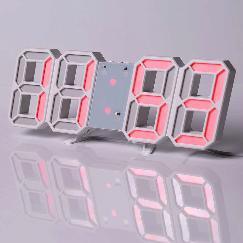 3D LEDデジタル目覚まし時計、カラフルなディスプレイ、12/24時間表示、オフィス、リビングルーム、寝室、キッチンに最適