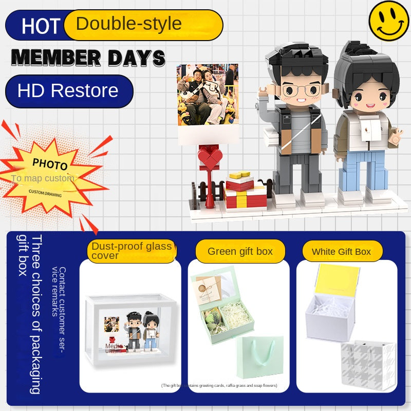 フォトブロックフィギュア DIY組み立てフィギュア カップル バレンタインデーギフト 誕生日