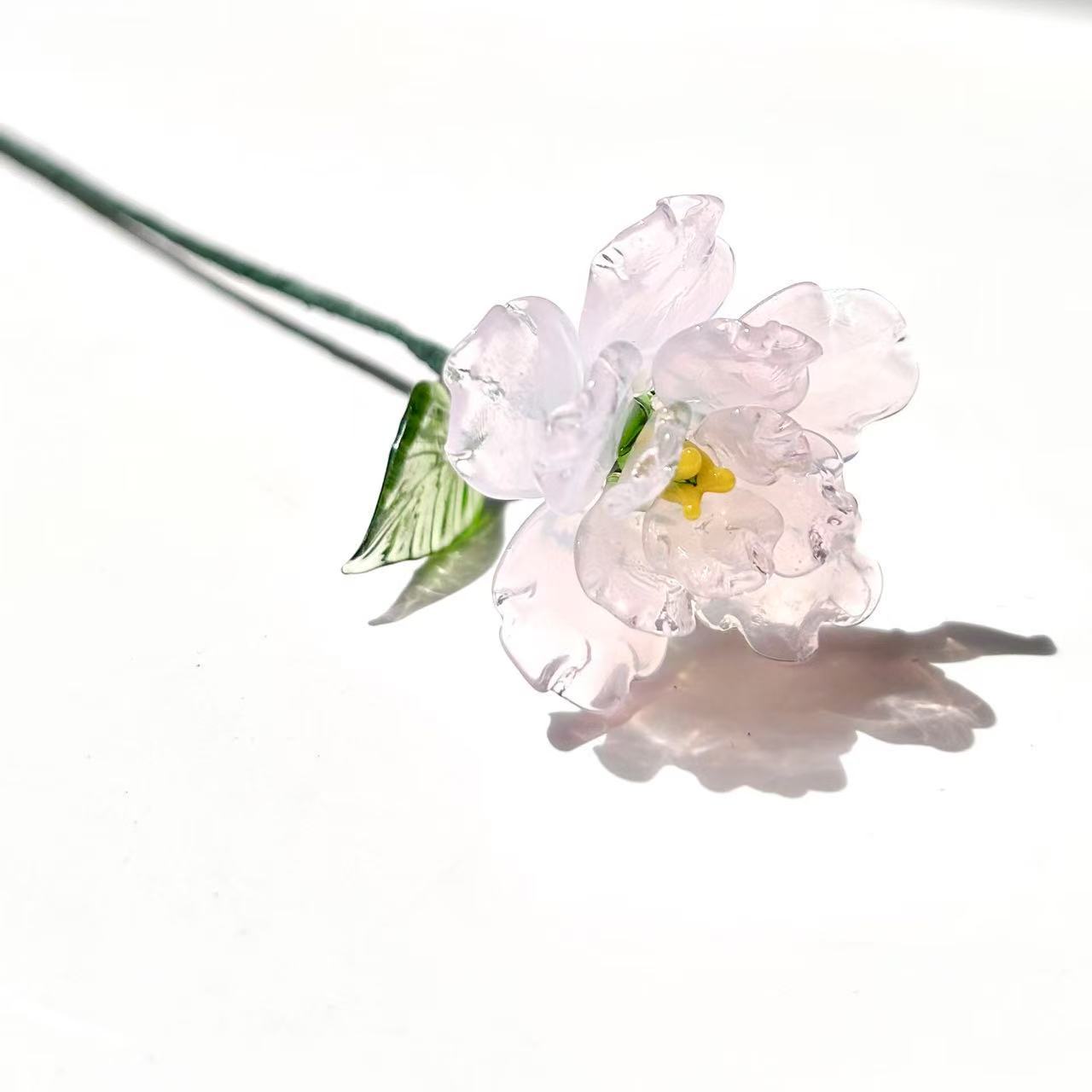 ガラスの誕生花 鉄線フラワー 鉄線フラワーシミュレーション デスクトップオーナメント 花瓶