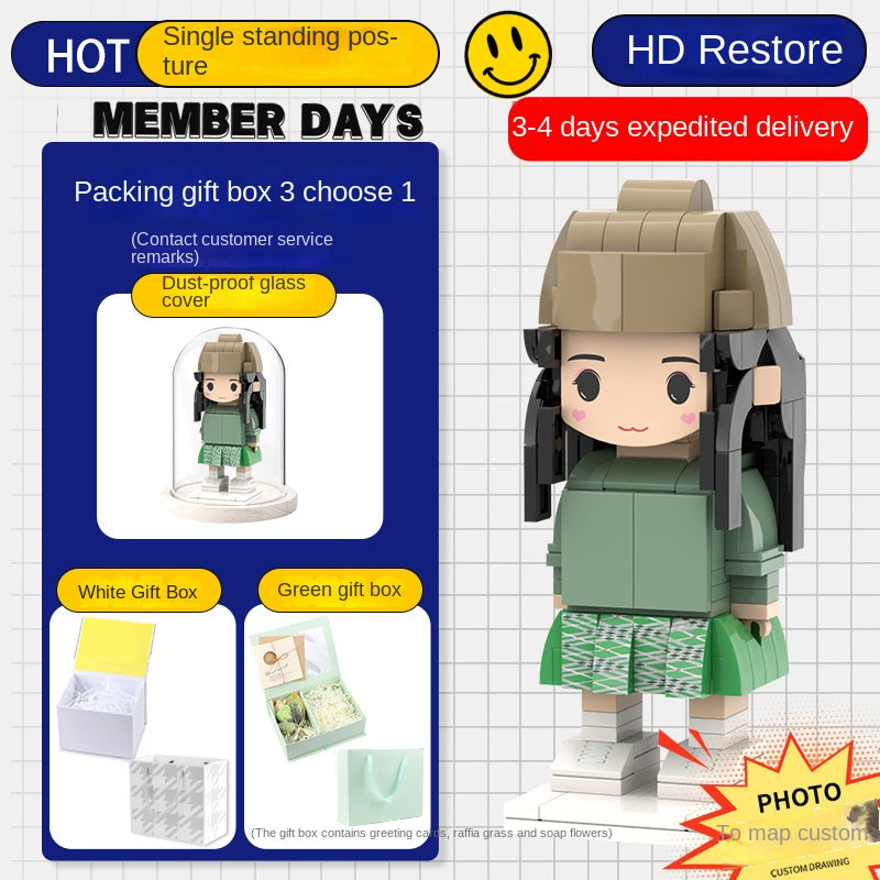 フォトブロックフィギュア DIY組み立てフィギュア カップル バレンタインデーギフト 誕生日