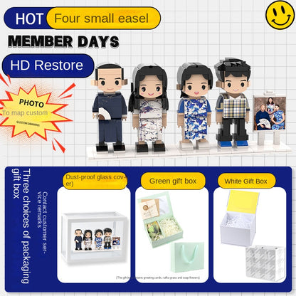 フォトブロックフィギュア DIY組み立てフィギュア カップル バレンタインデーギフト 誕生日