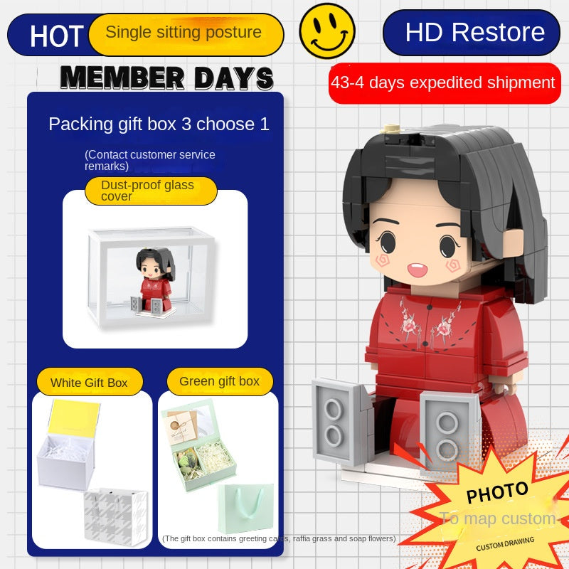 フォトブロックフィギュア DIY組み立てフィギュア カップル バレンタインデーギフト 誕生日