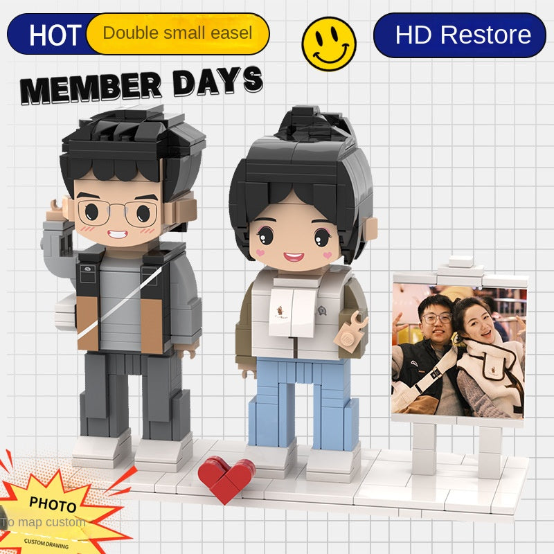 フォトブロックフィギュア DIY組み立てフィギュア カップル バレンタインデーギフト 誕生日
